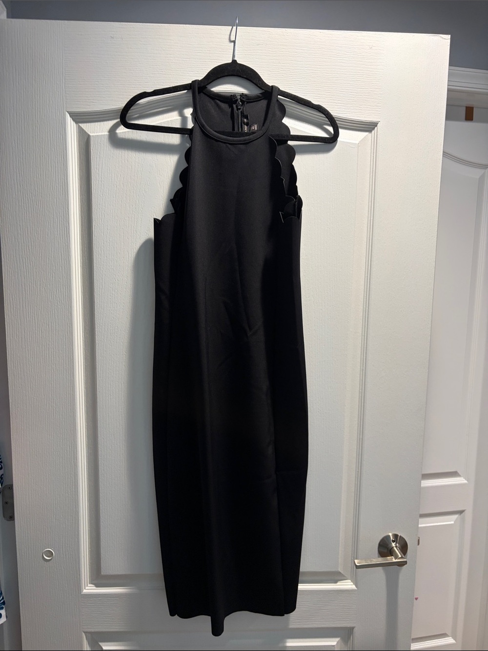 Banana Republic Black Scallop-Edge Halter Midi Dress